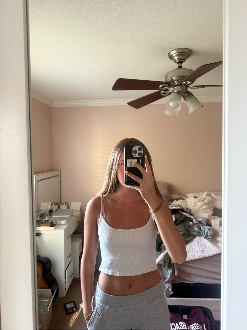 Brandy Melville White Ribbed Cropped Tank